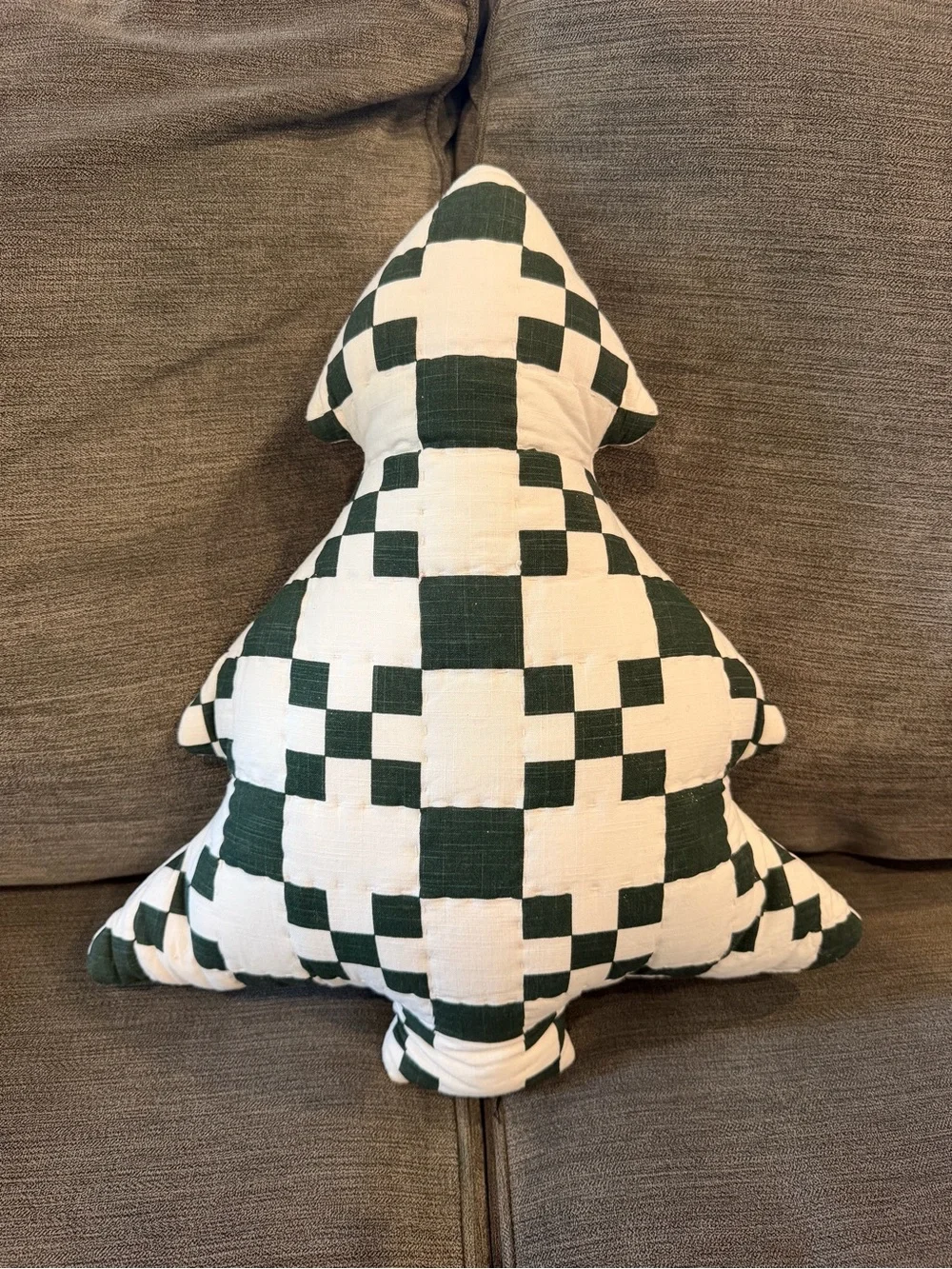 NEW Threshold Green/White Checkered Tree Shaped Pillow